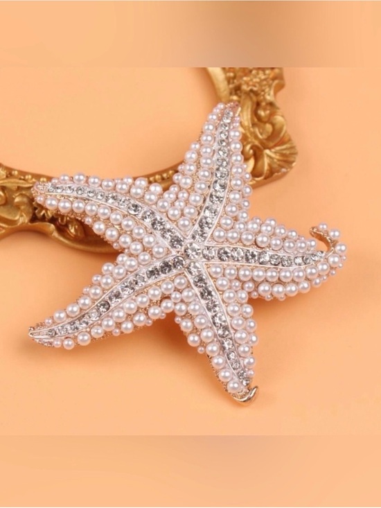Anthropologie Jewelry - Pearl & Crystal Starfish Pin Brooch